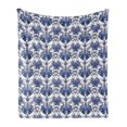 thumbnail image 1 of Floral Soft Flannel Fleece Throw Blanket, Chinese Petals and Stalks Aquarelle Symmetrical Oriental Nature, Cozy Plush for Indoor and Outdoor Use, 60" x 80", Lavender Dark Purple, by Ambesonne, 1 of 6