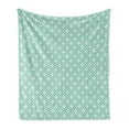 thumbnail image 1 of Floral Soft Flannel Fleece Throw Blanket, Clover Floral Shamrock Pattern Ornament Shabby Form Celtic Graphic, Cozy Plush for Indoor and Outdoor Use, 50" x 70", Turquoise White, by Ambesonne, 1 of 5