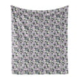 thumbnail image 1 of Floral Soft Flannel Fleece Throw Blanket, Composition of Tropical Flowers and Big Leaves, Cozy Plush for Indoor and Outdoor Use, 50" x 60", Grey Teal Pale Fuchsia, by Ambesonne, 1 of 5