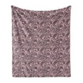 thumbnail image 1 of Floral Soft Flannel Fleece Throw Blanket, Continuous Lace Look Delicate Feminine Rose Flowers Illustration, Cozy Plush for Indoor and Outdoor Use, 50" x 60", Pale Pink Charcoal Grey, by Ambesonne, 1 of 5