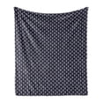 thumbnail image 1 of Floral Soft Flannel Fleece Throw Blanket, Continuous Pattern of Folkloric Outline Tulip Flowers, Cozy Plush for Indoor and Outdoor Use, 50" x 60", Dark Violet Blue White, by Ambesonne, 1 of 5