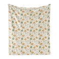 thumbnail image 1 of Floral Soft Flannel Fleece Throw Blanket, Curlicue Graceful Flowers Drawing on Ivory, Cozy Plush for Indoor and Outdoor Use, 70" x 90", Reseda Green Dark Peach, by Ambesonne, 1 of 5