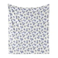 thumbnail image 1 of Floral Soft Flannel Fleece Throw Blanket, Delicate Flowers and Leaves Botanical Art, Cozy Plush for Indoor and Outdoor Use, 70" x 90", Ceil Blue White, by Ambesonne, 1 of 6