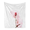 thumbnail image 1 of Floral Soft Flannel Fleece Throw Blanket, Delicate Rose Love Depiction Romantic Smoky Art, Cozy Plush for Indoor and Outdoor Use, 60" x 80", Dark Coral Rose, by Ambesonne, 1 of 5