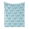 thumbnail image 1 of Floral Soft Flannel Fleece Throw Blanket, Delicate Spring Nature Pattern with Abstract Flowers and Buds, Cozy Plush for Indoor and Outdoor Use, 70" x 90", Pale Teal Pale Sky Blue, by Ambesonne, 1 of 5