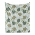 thumbnail image 1 of Floral Soft Flannel Fleece Throw Blanket, Demonstration of Botanical Themed Pastel Colored Roses Along Faded Leaves, Cozy Plush for Indoor and Outdoor Use, 50" x 60", White Laurel Green, by Ambesonne, 1 of 6