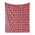 thumbnail image 1 of Floral Soft Flannel Fleece Throw Blanket, Demonstration of Japanese Flowers Design with Minimalistic Flowers and Birds, Cozy Plush for Indoor and Outdoor Use, 70" x 90", Ruby and Blush, by Ambesonne, 1 of 5