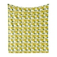 thumbnail image 1 of Floral Soft Flannel Fleece Throw Blanket, Detailed Graphical Spring Roses and Leaves, Cozy Plush for Indoor and Outdoor Use, 70" x 90", Mustard Green White, by Ambesonne, 1 of 5