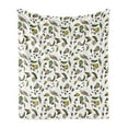 thumbnail image 1 of Floral Soft Flannel Fleece Throw Blanket, Earth Tones Bouquet Beauty Autumn Nature Flame of the Forest Petal, Cozy Plush for Indoor and Outdoor Use, 70" x 90", Dark Brown Fern Green, by Ambesonne, 1 of 5