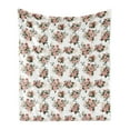 thumbnail image 1 of Floral Soft Flannel Fleece Throw Blanket, English Garden Feminine Delicate Pansy Flowers, Cozy Plush for Indoor and Outdoor Use, 70" x 90", Dried Rose Beige, by Ambesonne, 1 of 5