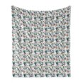 thumbnail image 1 of Floral Soft Flannel Fleece Throw Blanket, Exotic Flower Gardenia Daffodil Rose Buds, Cozy Plush for Indoor and Outdoor Use, 50" x 60", White Multicolor, by Ambesonne, 1 of 5