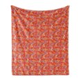 thumbnail image 1 of Floral Soft Flannel Fleece Throw Blanket, Exotic Leaves Botanical Summer Theme Happy Warm Tones, Cozy Plush for Indoor and Outdoor Use, 70" x 90", Vermilion Multicolor, by Ambesonne, 1 of 5
