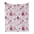 thumbnail image 1 of Floral Soft Flannel Fleece Throw Blanket, Exquisite Floral Inspired Vibrant Toned Branch Blush Baroque Curls Image, Cozy Plush for Indoor and Outdoor Use, 60" x 80", Maroon Rose, by Ambesonne, 1 of 5