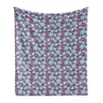thumbnail image 1 of Floral Soft Flannel Fleece Throw Blanket, Feminine Composition of Peonies, Cozy Plush for Indoor and Outdoor Use, 60" x 80", Seafoam Violet, by Ambesonne, 1 of 5