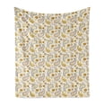 thumbnail image 1 of Floral Soft Flannel Fleece Throw Blanket, Flourishing Flowers with Leaves Inspiration Persian Boho Sunflowers, Cozy Plush for Indoor and Outdoor Use, 70" x 90", Yellow Orange White, by Ambesonne, 1 of 5