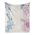 thumbnail image 1 of Floral Soft Flannel Fleece Throw Blanket, Flower Field Beauty Blooms in Spring Petals Graphic, Cozy Plush for Indoor and Outdoor Use, 60" x 80", Teal Lilac Dried Rose, by Ambesonne, 1 of 6