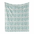 thumbnail image 1 of Floral Soft Flannel Fleece Throw Blanket, Flower Type Branches Garden Art Contour Nature Ornate Mint, Cozy Plush for Indoor and Outdoor Use, 50" x 60", White Grey Teal, by Ambesonne, 1 of 6