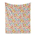 thumbnail image 1 of Floral Soft Flannel Fleece Throw Blanket, Flowers Butterflies Petals Beetles Ladybugs Flourishing Theme Garden Doodle, Cozy Plush for Indoor and Outdoor Use, 60" x 80", Multicolor, by Ambesonne, 1 of 6