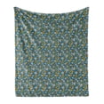 thumbnail image 1 of Floral Soft Flannel Fleece Throw Blanket, Flowers Feminine Vintage English Blossoms, Cozy Plush for Indoor and Outdoor Use, 70" x 90", Sea Blue Mustard, by Ambesonne, 1 of 5