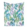thumbnail image 1 of Floral Soft Flannel Fleece Throw Blanket, Flowers Leaves Ivy Vein Like Rainbow Ombre Colored Art Print, Cozy Plush for Indoor and Outdoor Use, 60" x 80", Fern Green Pale Blue, by Ambesonne, 1 of 6