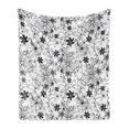 thumbnail image 1 of Floral Soft Flannel Fleece Throw Blanket, Flowers Leaves Twirled Swirls Buds Nature Romantic Design Artwork Print, Cozy Plush for Indoor and Outdoor Use, 60" x 80", Black and White, by Ambesonne, 1 of 6