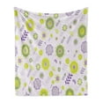 thumbnail image 1 of Floral Soft Flannel Fleece Throw Blanket, Funky Flowers Pattern Nature Essence Beauty Blossoms Spring Image, Cozy Plush for Indoor and Outdoor Use, 50" x 70", Olive Green Apple, by Ambesonne, 1 of 6