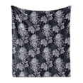 thumbnail image 1 of Floral Soft Flannel Fleece Throw Blanket, Gothic Flower Bouquet Chrysanthemum Blooming Harvest Baroque Motif, Cozy Plush for Indoor and Outdoor Use, 60" x 80", Indigo Pale Grey, by Ambesonne, 1 of 5