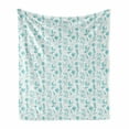 thumbnail image 1 of Floral Soft Flannel Fleece Throw Blanket, Hand Drawn Sketchy Interpretation of Wildflowers on a Plain Background, Cozy Plush for Indoor and Outdoor Use, 60" x 80", Cadet Blue White, by Ambesonne, 1 of 5