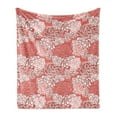 thumbnail image 1 of Floral Soft Flannel Fleece Throw Blanket, Highly Detailed Image of Echeveria Plants in Repetitive Pattern, Cozy Plush for Indoor and Outdoor Use, 70" x 90", Coral Pale Maroon and White, by Ambesonne, 1 of 5