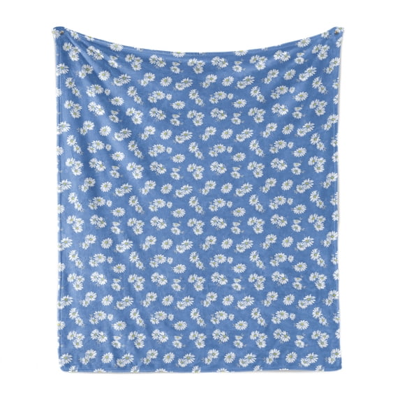 Floral Soft Flannel Fleece Throw Blanket, Illustration of Margaret Flowers Vintage Garden Art, Cozy Plush for Indoor and Outdoor Use, 50" x 60", Dark Lavender White, by Ambesonne