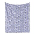 thumbnail image 1 of Floral Soft Flannel Fleece Throw Blanket, Japanese Flowers Sakura Blossoms and Ladybugs on Soft Toned Background, Cozy Plush for Indoor and Outdoor Use, 60" x 80", Pale Ceil Blue White, by Ambesonne, 1 of 5