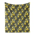 thumbnail image 1 of Floral Soft Flannel Fleece Throw Blanket, Lemon Branches with Petals Growth Essence Nature Themed Print, Cozy Plush for Indoor and Outdoor Use, 70" x 90", Olive Green Yellow, by Ambesonne, 1 of 5