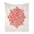 thumbnail image 1 of Floral Soft Flannel Fleece Throw Blanket, Lotus Flower Illustration Japanese East Blossom Art, Cozy Plush for Indoor and Outdoor Use, 50" x 70", Coral White and Salmon, by Ambesonne, 1 of 5