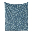 thumbnail image 1 of Floral Soft Flannel Fleece Throw Blanket, Nature Featured Twiggy Plants Petals Spring Fashion Design Work of Art, Cozy Plush for Indoor and Outdoor Use, 70" x 90", Pale Green Slate Blue, by Ambesonne, 1 of 5