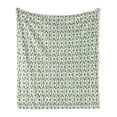 thumbnail image 1 of Floral Soft Flannel Fleece Throw Blanket, Nature Themed Pattern with Outline Tropical Flower Petals, Cozy Plush for Indoor and Outdoor Use, 50" x 60", Apple Green Olive Green, by Ambesonne, 1 of 5