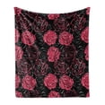 thumbnail image 1 of Floral Soft Flannel Fleece Throw Blanket, Ombre Style Flourishing Rose Blooms Valentines Anniversary Image, Cozy Plush for Indoor and Outdoor Use, 50" x 70", Charcoal Grey Magenta, by Ambesonne, 1 of 6