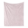 thumbnail image 1 of Floral Soft Flannel Fleece Throw Blanket, Ornamental Damask Stencil Inspired Flourishing Petals Leaves Motif, Cozy Plush for Indoor and Outdoor Use, 50" x 70", Blush Dried Rose, by Ambesonne, 1 of 5