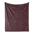 thumbnail image 1 of Floral Soft Flannel Fleece Throw Blanket, Ornamental Royal Victorian Garden Leaves with Little Blossoms, Cozy Plush for Indoor and Outdoor Use, 60" x 80", Dark Brown Magenta, by Ambesonne, 1 of 5