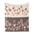 thumbnail image 1 of Floral Soft Flannel Fleece Throw Blanket, Floral Ornate Spring Meadow Blossoms Pattern Seasonal Composition, Cozy Plush for Indoor and Outdoor Use, 60" x 80", Umber Beige Ruby, by Ambesonne, 1 of 6