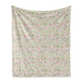 thumbnail image 1 of Floral Soft Flannel Fleece Throw Blanket, Soft Pastel Watercolored Design of Spring Revival Theme Fresh Flowers and Plants, Cozy Plush for Indoor and Outdoor Use, 50" x 70", Multicolor, by Ambesonne, 1 of 6