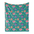 thumbnail image 1 of Floral Soft Flannel Fleece Throw Blanket, Pattern with Lotus Flowers Peonies and Chrysanthemums Oriental Motifs Garden Art, Cozy Plush for Indoor and Outdoor Use, 70" x 90", Multicolor, by Ambesonne, 1 of 5