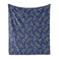 thumbnail image 1 of Floral Soft Flannel Fleece Throw Blanket, Persian Droplet Shaped Folk Motif with Medieval Victorian Like Image, Cozy Plush for Indoor and Outdoor Use, 50" x 70", Dark Blue Green, by Ambesonne, 1 of 6