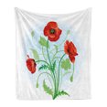 thumbnail image 1 of Floral Soft Flannel Fleece Throw Blanket, Poppy Flowers Bouquet Meadow Beauty Rural Petal of Fragrance Image, Cozy Plush for Indoor and Outdoor Use, 70" x 90", Fern Green Pale Blue, by Ambesonne, 1 of 5