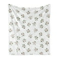 thumbnail image 1 of Floral Soft Flannel Fleece Throw Blanket, Print of Repeating Rose Flower Bouquet Motifs on a Plain Background, Cozy Plush for Indoor and Outdoor Use, 50" x 60", Reseda Green and Blush, by Ambesonne, 1 of 5