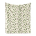 thumbnail image 1 of Floral Soft Flannel Fleece Throw Blanket, Repeating Pastel Rose Flowers Naive Simple Illustration, Cozy Plush for Indoor and Outdoor Use, 60" x 80", Fern Green Ivory, by Ambesonne, 1 of 5