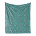 thumbnail image 1 of Floral Soft Flannel Fleece Throw Blanket, Repetitive Crocuses Leaves Simplistic Pattern, Cozy Plush for Indoor and Outdoor Use, 50" x 60", Dark Seafoam Multicolor, by Ambesonne, 1 of 5