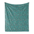 thumbnail image 1 of Floral Soft Flannel Fleece Throw Blanket, Repetitive Crocuses Leaves Simplistic Pattern, Cozy Plush for Indoor and Outdoor Use, 50" x 70", Dark Seafoam Multicolor, by Ambesonne, 1 of 5