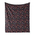 thumbnail image 1 of Floral Soft Flannel Fleece Throw Blanket, Repetitive Forest Roses Flowers Autumn Leaves, Cozy Plush for Indoor and Outdoor Use, 60" x 80", Indigo Coral Dark Tan, by Ambesonne, 1 of 5