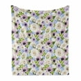 thumbnail image 1 of Floral Soft Flannel Fleece Throw Blanket, Repetitive Spring Awakening Theme of Rose Flowers Bouquet Hydrangea Arrangement, Cozy Plush for Indoor and Outdoor Use, 60" x 80", Multicolor, by Ambesonne, 1 of 5