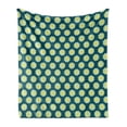 thumbnail image 1 of Floral Soft Flannel Fleece Throw Blanket, Repetitive Spring Season Flowers Round Retro Ornaments Flourishing, Cozy Plush for Indoor and Outdoor Use, 50" x 70", Dark Teal Yellow, by Ambesonne, 1 of 5